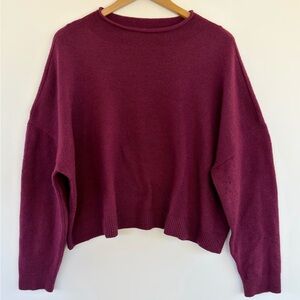 Sonoma Goods For Life Burgundy Cropped Knit Sweater L | Soft Pullover